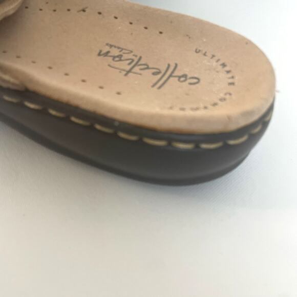 Clarks Ultimate ComfortCollection Tan Leather Slide Adjustable Sandals US 9.5 - Picture 4 of 10